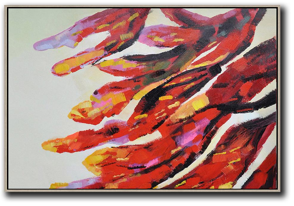 Extra Large Canvas Art,Oversized Horizontal Contemporary Art,Large Colorful Wall Art,Red,Yellow,Purple,White.etc
